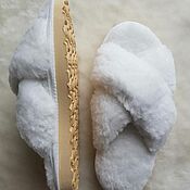 Обувь ручной работы handmade. Livemaster - original item Women`s Sheepskin Flip-flops White High Sole. Handmade.