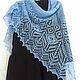 Knitted shawl made of mohair, Down shawl with openwork blue knitting needles, Shawls, Kazan,  Фото №1