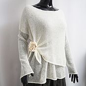 Одежда handmade. Livemaster - original item A milky white two-layer jumper made of kid mohair. Handmade.