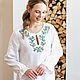Льняное платье с вышивкой Колокольчики на белом, Платья, Москва,  Фото №1