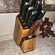 Подставка для ножей. Кухонные ножи. a-b-m Leather&Wood. Интернет-магазин Ярмарка Мастеров.  Фото №2