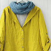 Одежда handmade. Livemaster - original item Yellow cardigan jacket made of 100% linen. Handmade.