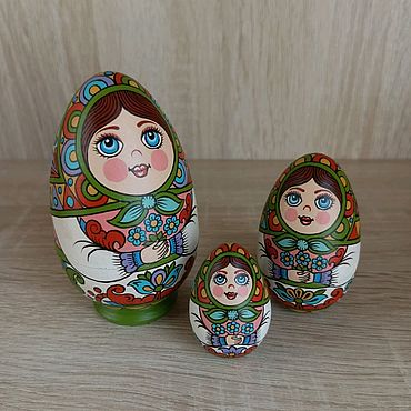 Русский стиль ручной работы. Ярмарка Мастеров - ручная работа Матрёшка яйцо трёхместная. Ручная авторская роспись.. Handmade.