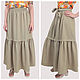 Beige floor length skirt classic wide with a belt, Skirts, Moscow,  Фото №1