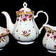 Beautifully shaped tea set decorated with delicate flowers, Vintage teapots, Moscow,  Фото №1