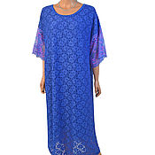 Одежда handmade. Livemaster - original item Elegant guipure blue dress of large size. Handmade.