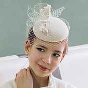 Аксессуары handmade. Livemaster - original item Velour mini hat with a retro style veil. Handmade.