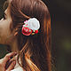 Заколка для волос с белой и розовой розами, ромашками и малиной. Заколки. Оксана (oxigfashion). Ярмарка Мастеров.  Фото №5