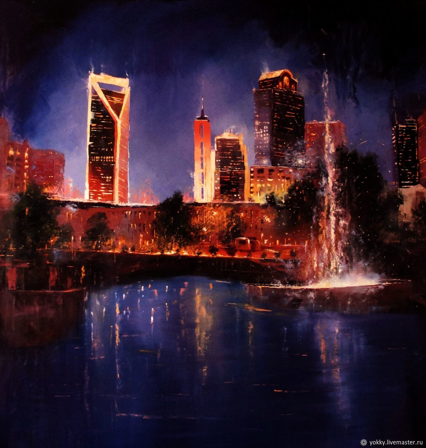 Современная Картина Маслом, Авторская Картина Ночной Город в интернет ...