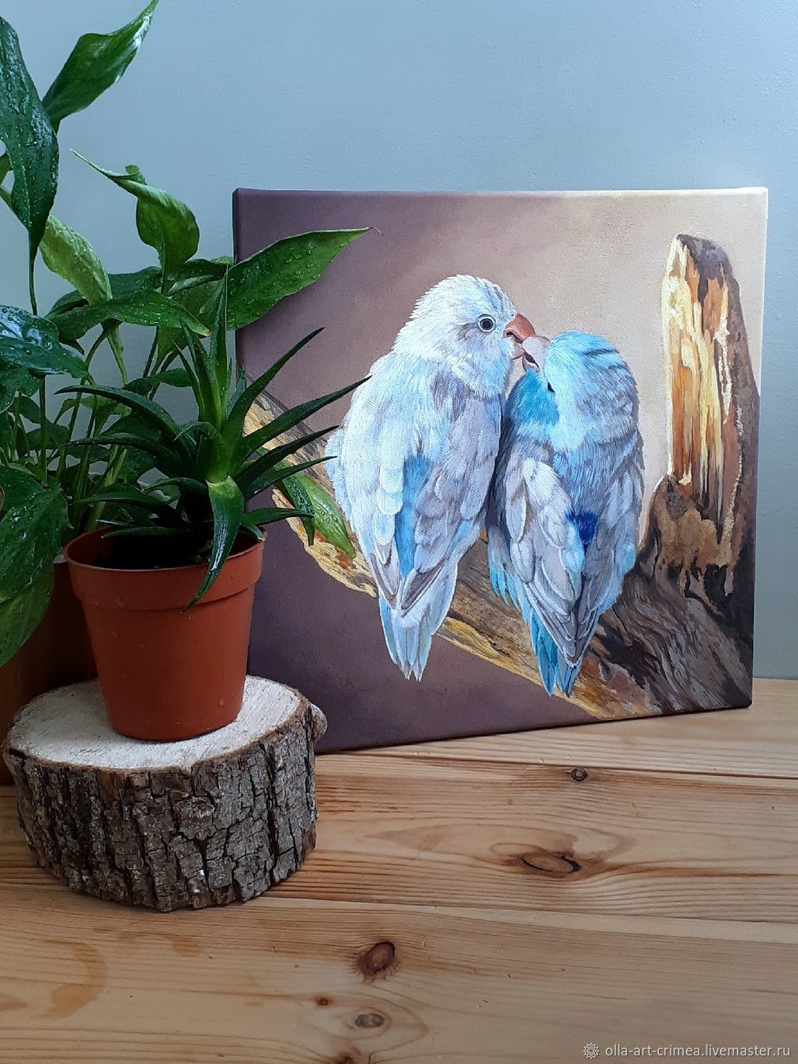 Картины по номерам влюбленные попугаи
