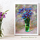 Oil painting with blue cornflowers. Cornflowers in the kitchen, Pictures, Moscow,  Фото №1