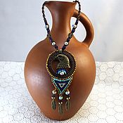 Украшения handmade. Livemaster - original item Necklace: Bronze Eagle. Macrame necklace with beads. Necklace Totem. Handmade.