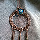 Copper wire wrapped dreamcatcher pendant "Sparkling turquoise", copper. Pendants. IVA rainbow art. My Livemaster. Фото №5