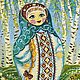 МАТРЕШКА ВЕСНА. 50х50см купон гобелена. Подушки. Tanin-loskut. Интернет-магазин Ярмарка Мастеров.  Фото №2