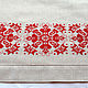 Order Towel with embroidery red pattern gray linen with hemstitch. EmbroideryINNAI. Livemaster. . Towels Фото №3