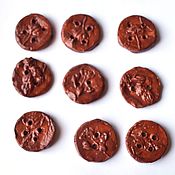 Материалы для творчества handmade. Livemaster - original item Buttons: brown ceramic buttons with grass prints. Handmade.