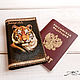 Passport cover men's genuine leather dark brown Tiger, Passport cover, Barnaul,  Фото №1