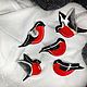 Brooch ' Winter Birds Bullfinches red black white abstract'. Brooches. greenfox-23. Online shopping on My Livemaster.  Фото №2