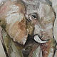 Картина со слонами, мама и малыш, картина маслом на холсте, 40х60см. Картины. Мария Роева  Картины маслом (MyFoxyArt). Ярмарка Мастеров.  Фото №4