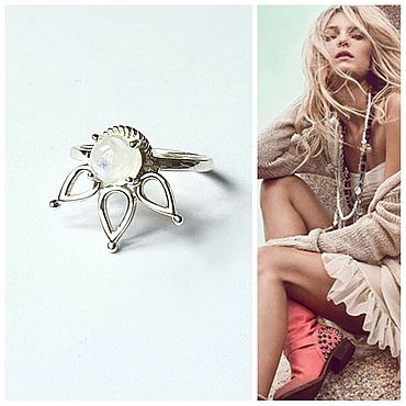 Канцелярские товары ручной работы. Ярмарка Мастеров - ручная работа Кольцо серебро с лунным камнем 