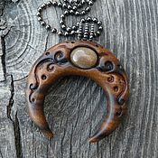 Украшения handmade. Livemaster - original item Wooden pendant crescent moon. Handmade.