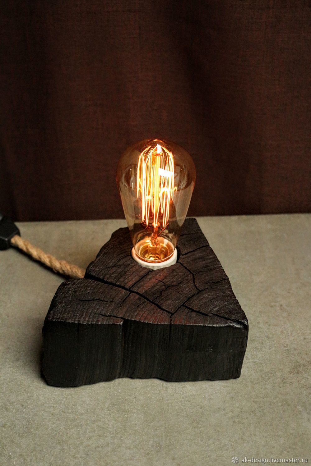 Светильник из спила "Уголёк" в интернет-магазине на Ярмарке Мастеров ...