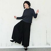 Одежда handmade. Livemaster - original item Women`s trousers are wide, with pleats, black, wool. Handmade.