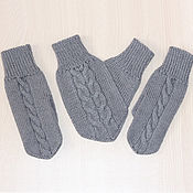 Аксессуары handmade. Livemaster - original item 3 PCs. Mittens for lovers Lovebirds knitted gray. Handmade.