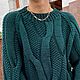 Jerseys: Women's knitted sweater with braids of the color dark green oversize. Jumpers. Kardigan sviter - женский вязаный свитер кардиган оверсайз. My Livemaster. Фото №5