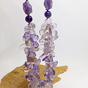 Работы для детей, handmade. Livemaster - original item Lavender garden beads 42 cm (amethyst, citrine, amethyst). Handmade.
