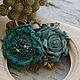 Brooch textile "Emerald roses". Brooches. Sokolova Julia, handmade jewelry. Online shopping on My Livemaster.  Фото №2