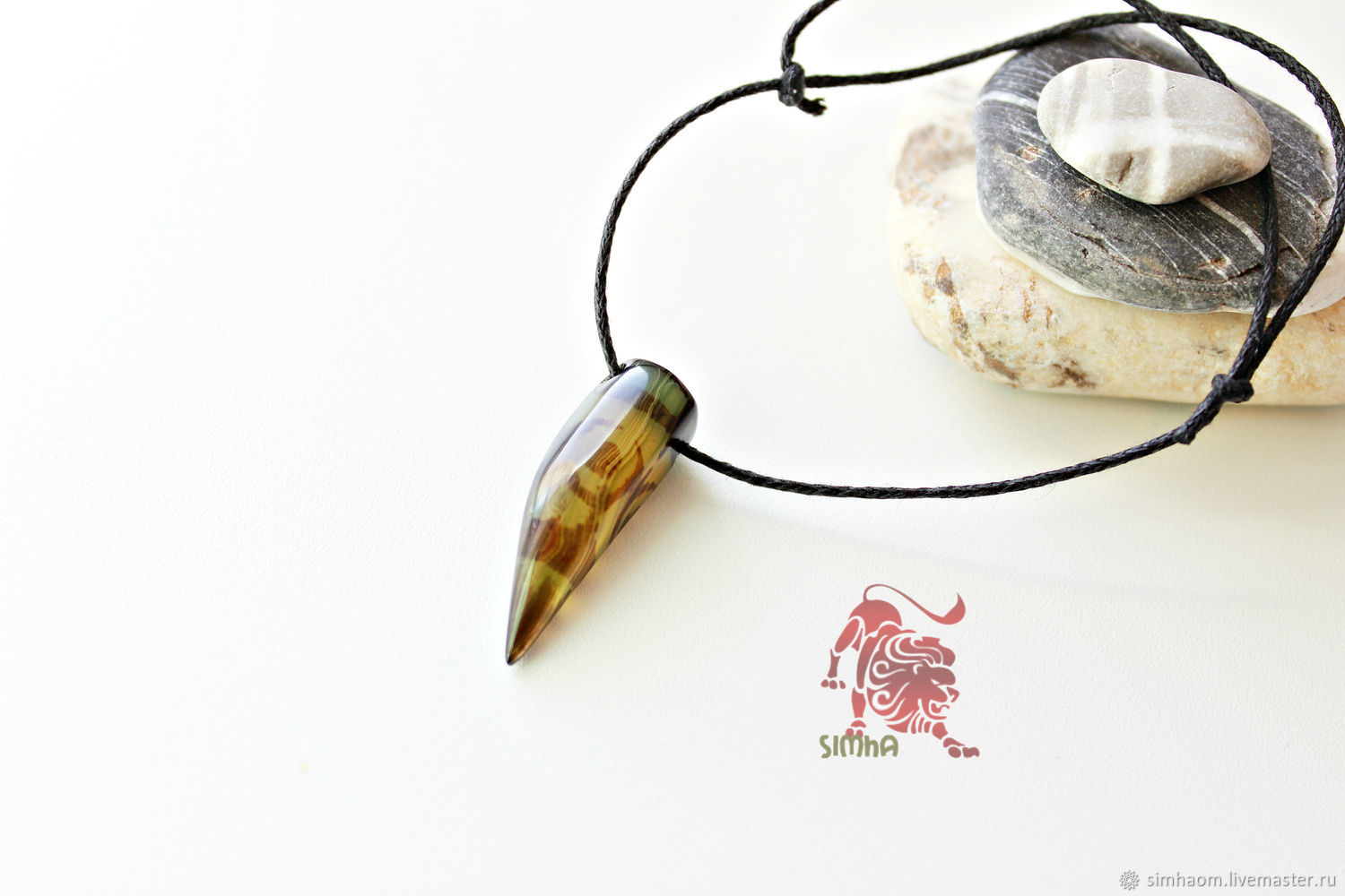  Мужской браслет нить с клыком из агата (BR0177), Браслет-нить, Апрелевка,  Фото №1