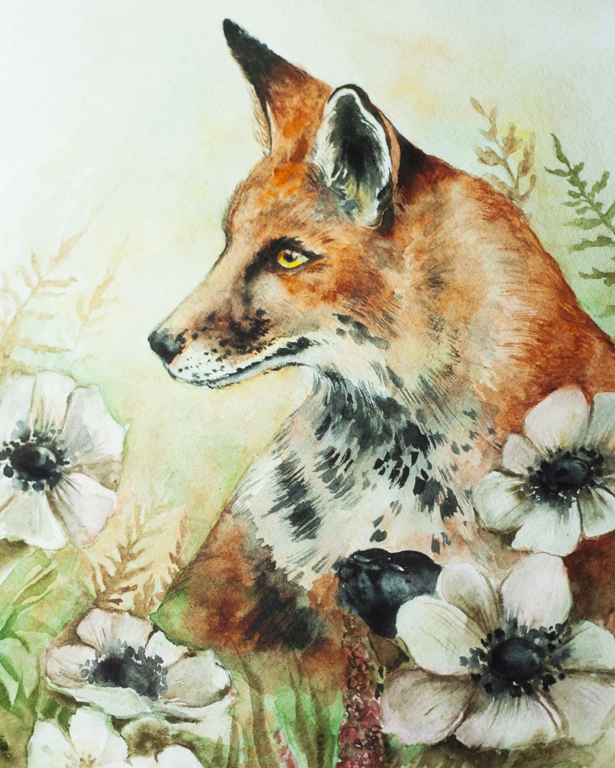 Картина акварелью «Лиса» в интернет-магазине на Ярмарке Мастеров ...