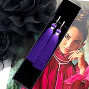 Украшения ручной работы. Ярмарка Мастеров - ручная работа Purple Lilac Rhodium Silk Brush Earrings. Handmade.