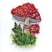 Материалы для творчества handmade. Livemaster - original item Application (patch) of Fly agaric, hand embroidery. Handmade.
