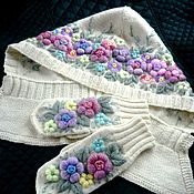 Аксессуары handmade. Livemaster - original item A hood in cold colors mittens. Handmade.
