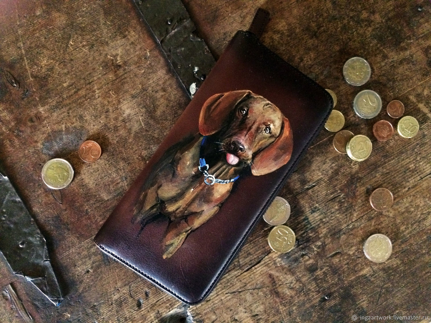 Custom pet portrait zip around long women hand painted coin purse, Per –  купить на Ярмарке Мастеров – GTZTDCOM