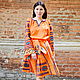 Linen Women's Suit Orange skirt and blouse. Dresses. 'Viva'. Online shopping on My Livemaster.  Фото №2