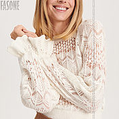 Одежда handmade. Livemaster - original item Jerseys: White Women`s Sweater Openwork Women`s Sweater. Handmade.
