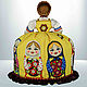 Баба на чайник кукла грелка Рост 34 см Яркая жёлтая юбка с матрёшками. Чехол на чайник. Кукла в подарок, Владимир (kukla-v-podarok). Ярмарка Мастеров.  Фото №8