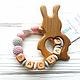 Name teether 'Melody of love' with beech Bunny, Teething toys, Bryansk,  Фото №1
