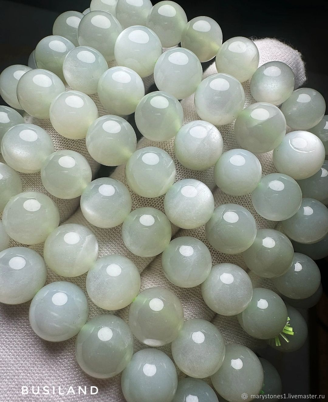 Лунный камень ЗЕЛЕНЫЙ, ЛЮКС качество ААА, редкость! бусины 7-11 мм в ...