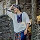 Вязанная , модная блуза в стиле  Boho-chic " Folk Блюз". Блузки. Наталья  Пуховая Мастерская (puhovyiy-master). Ярмарка Мастеров.  Фото №5