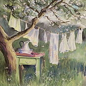 Картины и панно handmade. Livemaster - original item Pictures: Painting The freshness of the May garden. Handmade.