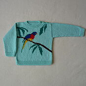 Одежда детская handmade. Livemaster - original item Mint jumper with parrot. Handmade.