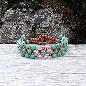 Украшения handmade. Livemaster - original item With Swarovski crystals turquoise braided bracelet. Handmade.