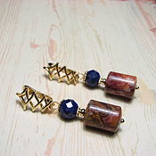 Украшения handmade. Livemaster - original item Earrings made of lapis lazuli and iridescent 