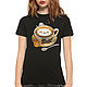 Cotton T-shirt 'Coffee Cats', T-shirts, Moscow,  Фото №1