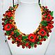 Necklace of beads and stones with flowers 'Poppies', Necklace, Moscow,  Фото №1