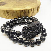 Украшения handmade. Livemaster - original item A set of bracelets made of black obsidian Black Dragon. Handmade.